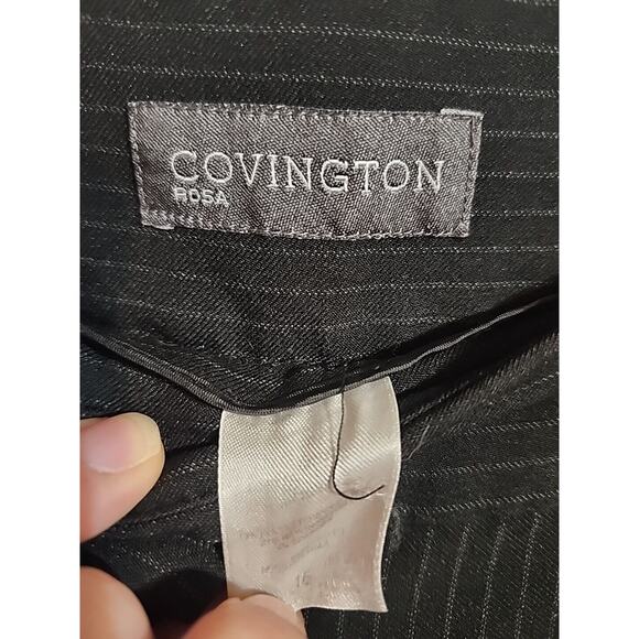 Covington Rosa Womens Pin Stripe Black Flat Dress Pants Straight Leg sz 16 - Picture 3 of 5